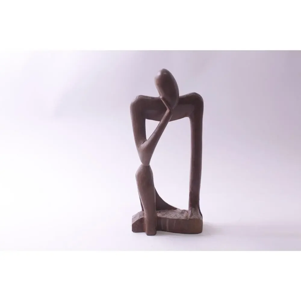 Wooden, Abstract, MCM, Figure, Thinking, Carved, Man, Medium, Figurine